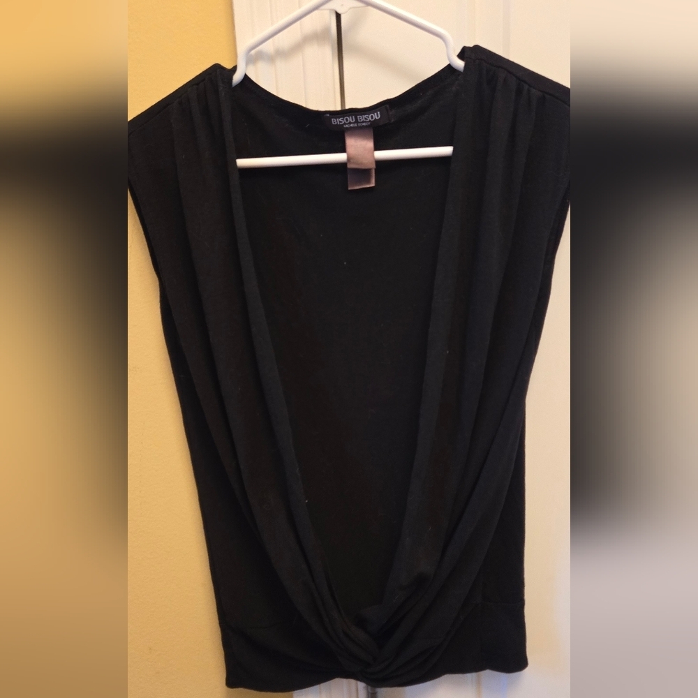 Bisou Bisou Black Open Front Blouse Size Small